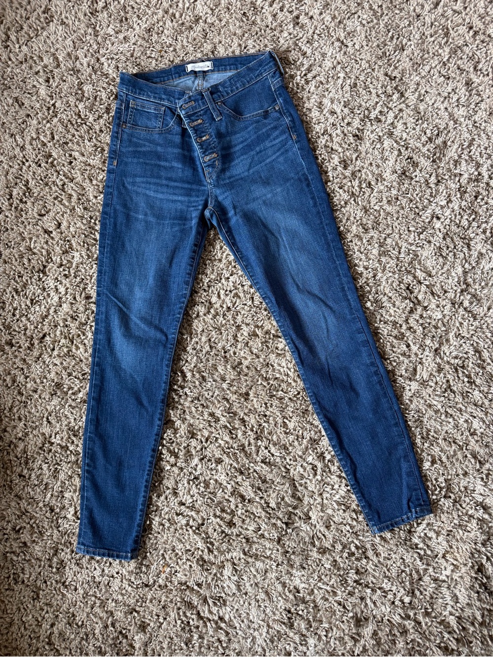 Madewell Women's Skinny Jeans 9" High Rise Dark Blue Size 29 Button Fly Denim